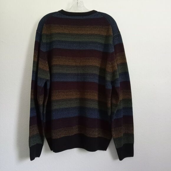 Vintage Geoffrey Beene 80s Sweater Stripes Crew Neck Pullover Long Sleeve Men XL - Picture 4 of 8